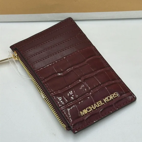 MICHAEL KORS JET SET TRAVEL MEDIUM TZ CARD CASE IN OXBLOOD - Picture 3 of 10